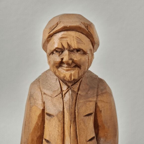 Vintage Paul Caron Wood Carving of Old Man Old Man Wooden Sculpture - Picture 2 of 10